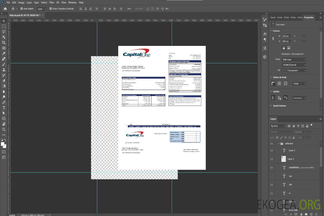 Relevé hypothécaire de la banque USA Capital One aux formats Word et PDF template Relevé hypothécaire de la banque USA Capital One aux formats Word et PDF template